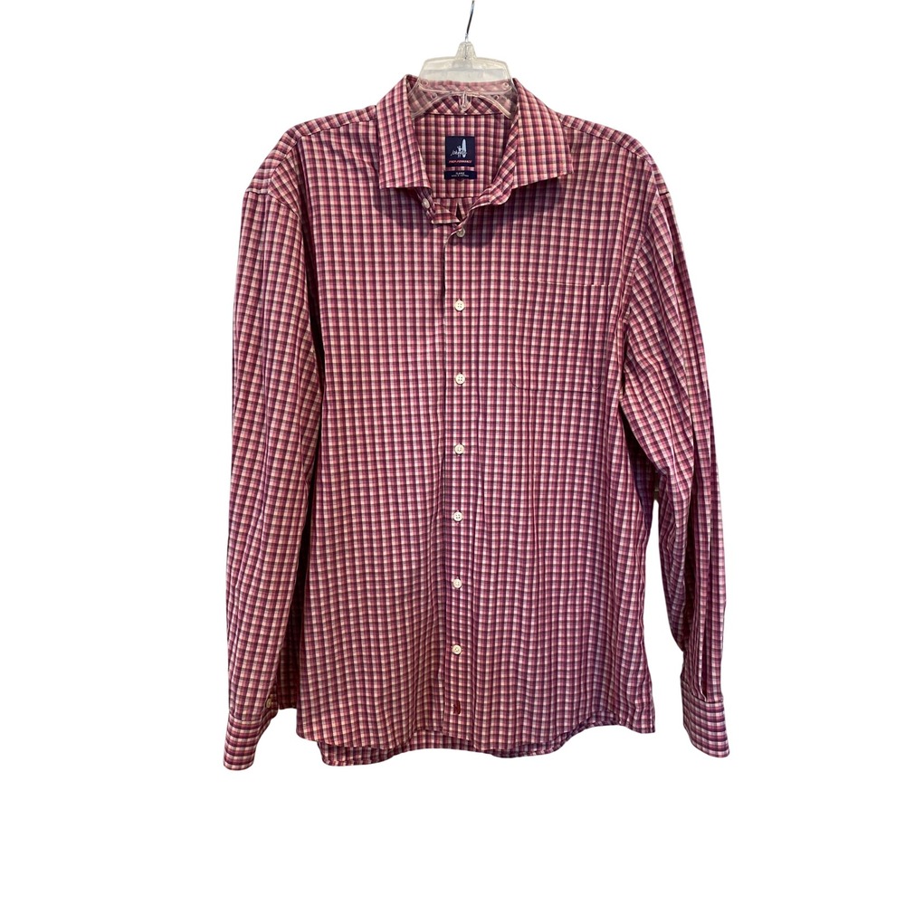 Johnnie-O Prep-Formance Mens XL Pink Gingham‎ Long Sleeve Button Down Shirt